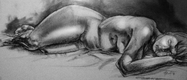 charcoal on paper, 18 x 24 inches